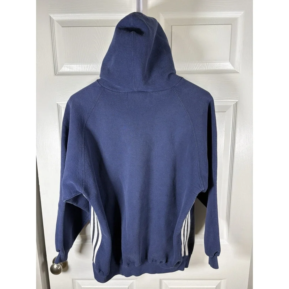 VTG 1990s Adidas Embroidered Logo Hoodie Navy Blue Made In USA Mens Size XL